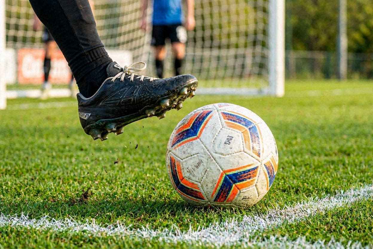 وضعية قدم اللاعب وزاوية الاقتراب أثناء تنفيذ ركلة ركنية