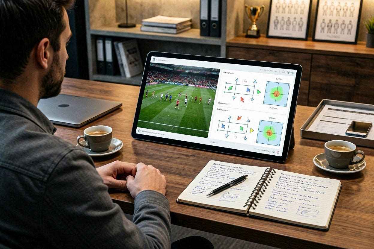 تحليل أداء لاعب كرة قدم باستخدام الفيديو والملاحظات الفنية.