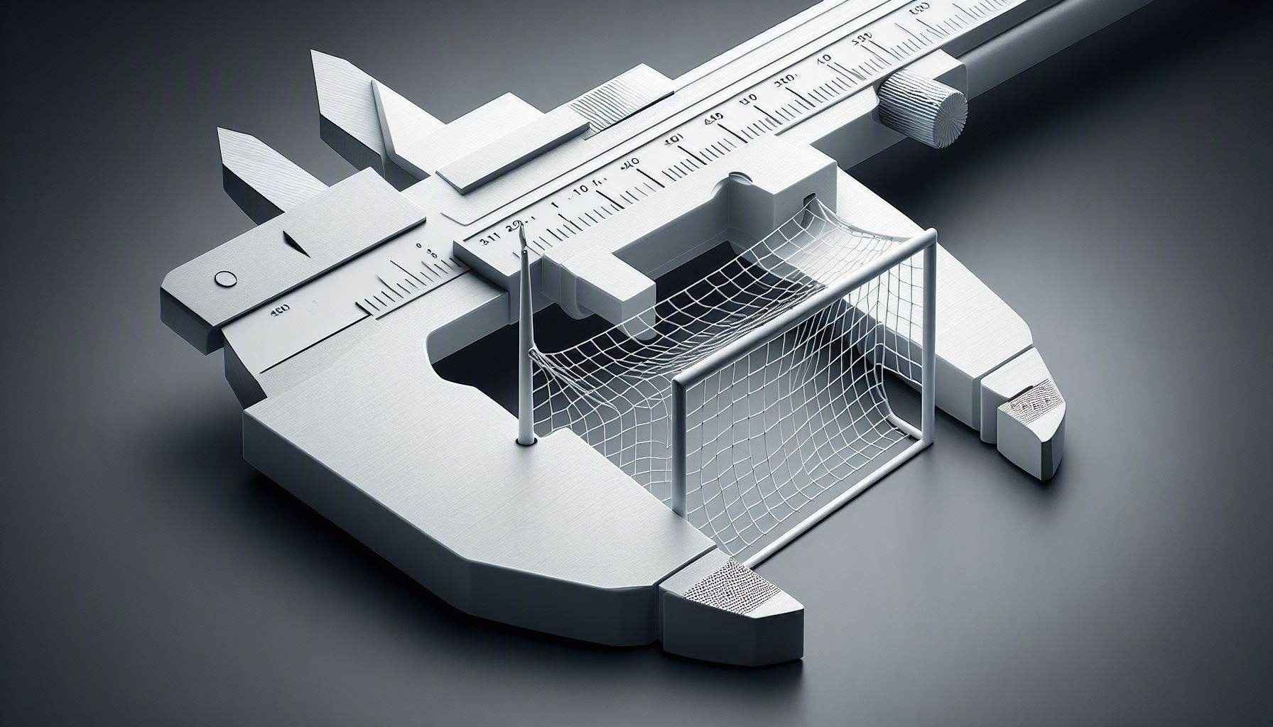 قياس سمك وقطر قائم مرمى كرة القدم باستخدام أداة قياس دقيقة