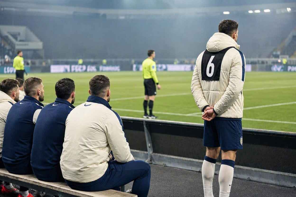 لاعب بديل يغيب عن قائمة المباراة بعد طرده قبل البداية.